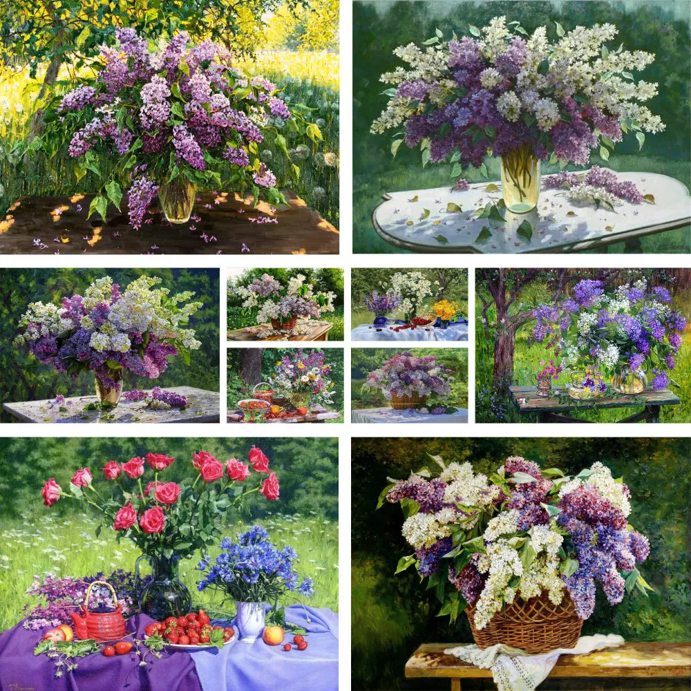

Wall Art Painting Adults Handicraft Wisteria Flowers Picture for Living Room Home Decoration Diy Acrylic Paint By Numbers