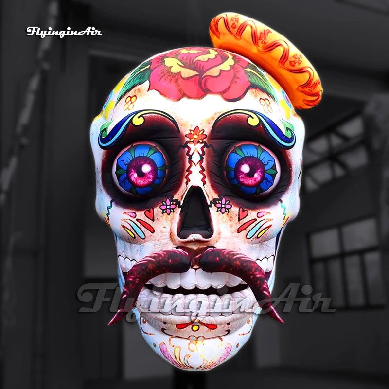 

Гигантская подвесная надувная модель черепа 3 м, персонализированная подвеска, воздушный надув, голова смерти, копия кости, шар для Хэллоуина