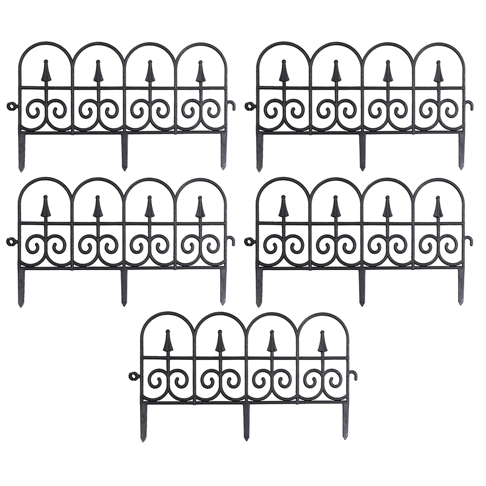 

5Pcs Garden Border Fencing Outdoor Black Landscape Fences Yard Lawn Borders Decor Black / White Wedding Fence Decoration 9.84ft