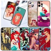 the little mermaid lovely for apple iphone 13 12 mini 11 xs pro max x xr 8 7 6 plus se 2020 5 capa black soft tpu phone case