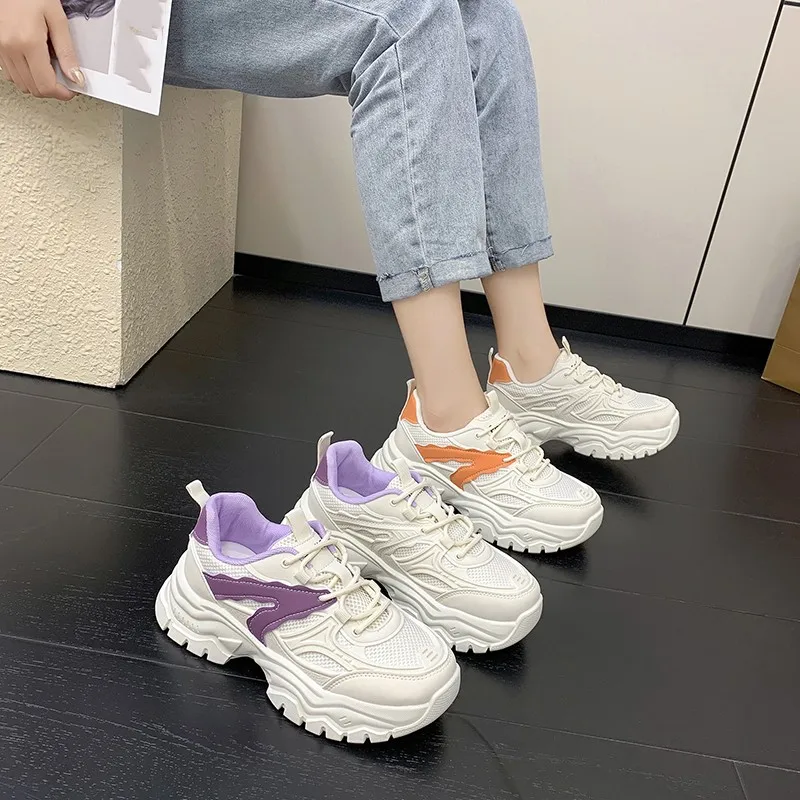 

Дышащие сетчатые кроссовки с круглым носком и перекрестными ремешками, модная женская обувь, удобные нескользящие износостойкие кроссовки для бега