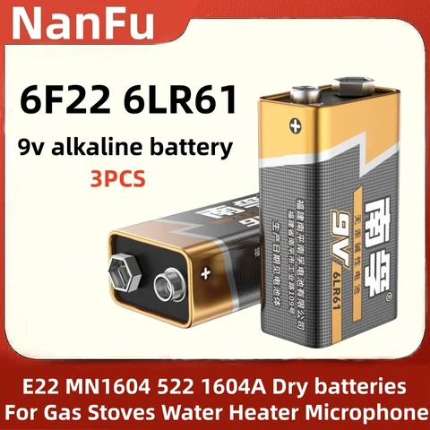 GP battery 6f22 6LR61 9v alkaline battery E22 MN1604 522 1604A Dry  batteries For Gas Stoves Water Heater Microphone - AliExpress