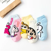 cotton kawaii girlish woman clothes boat socks harajuku japanese cartoon spring and summer crayon shin womens underwear