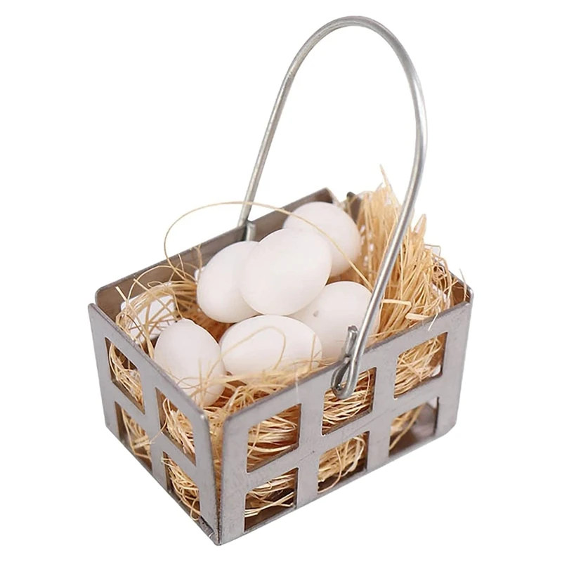 

FBIL-1/12 Dollhouse Miniature Egg Basket Kitchen Scene Model DIY Dollhouse Pretend Play Toys Dollhouse Accessories