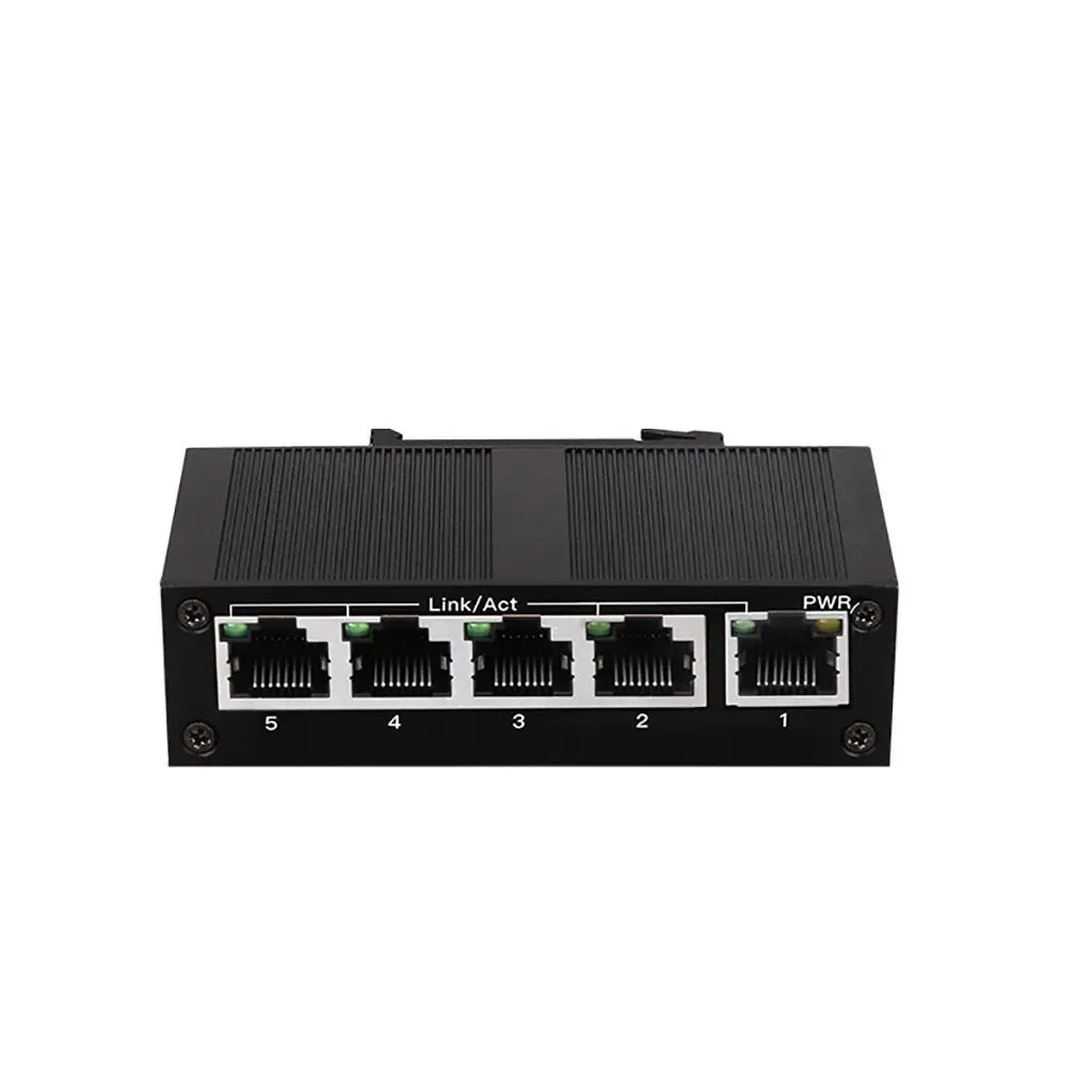 Сетевой разветвитель 5 портов 10 мбит/с/100 мбит/с RJ45 с DIN-рейкой защитный