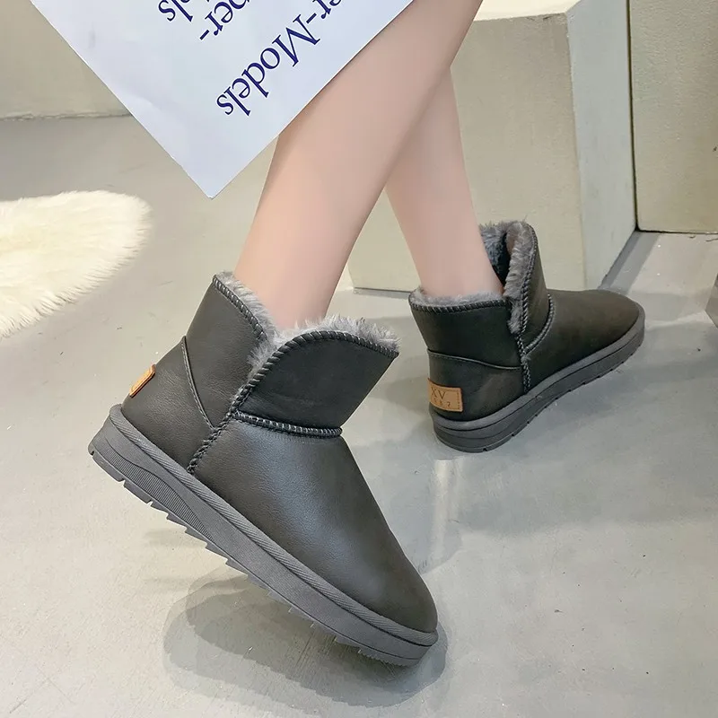 Зимние Теплые Женские Ботинки Из Бархатной Кожи До Середины Икры