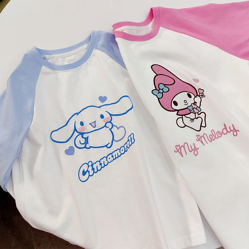 

Sanrio My Melody Long Sleeve Cinnamoroll 120-160cm Girl Child Cartoon Print T-shirt Cute Sweet Comfortable Girls' Autumn Clothes