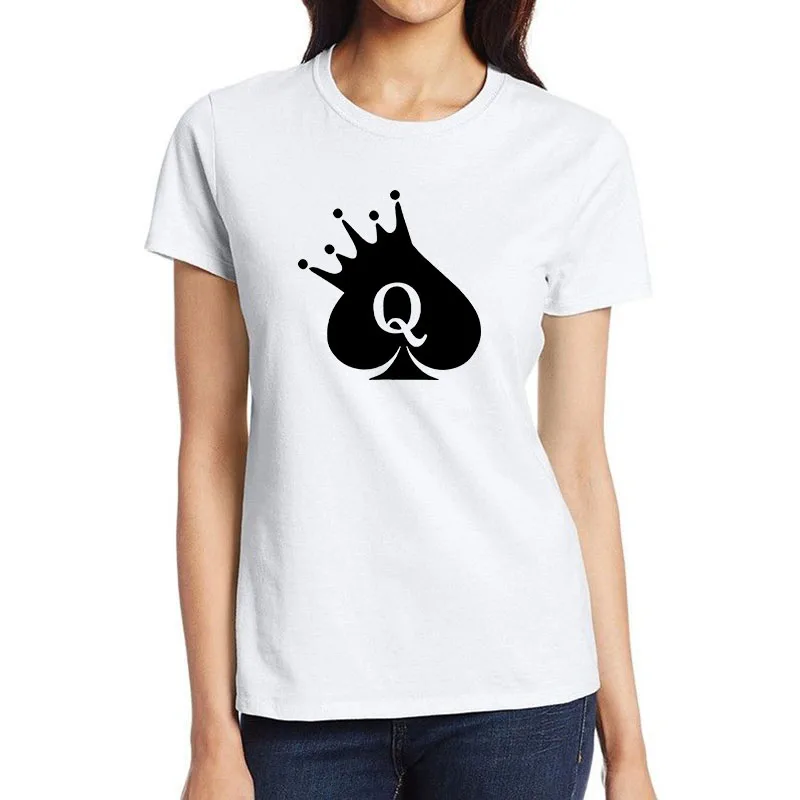 

Милые сексуальные футболки с изображением королевы пикадов, привлекательные стильные футболки с флиртовым принтом, Повседневные Дышащие Т...