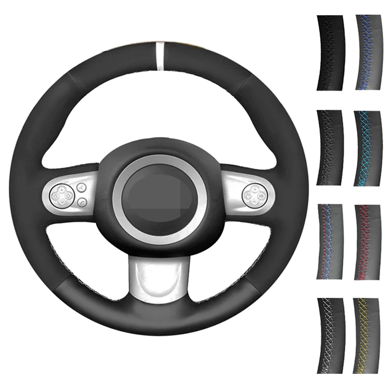 

Car Steering Wheel Cover Black Hand-stitched Soft Suede Leather For Mini Hatchback/Mini R56/R57) Clubman Clubvan Coupe 3-Spoke