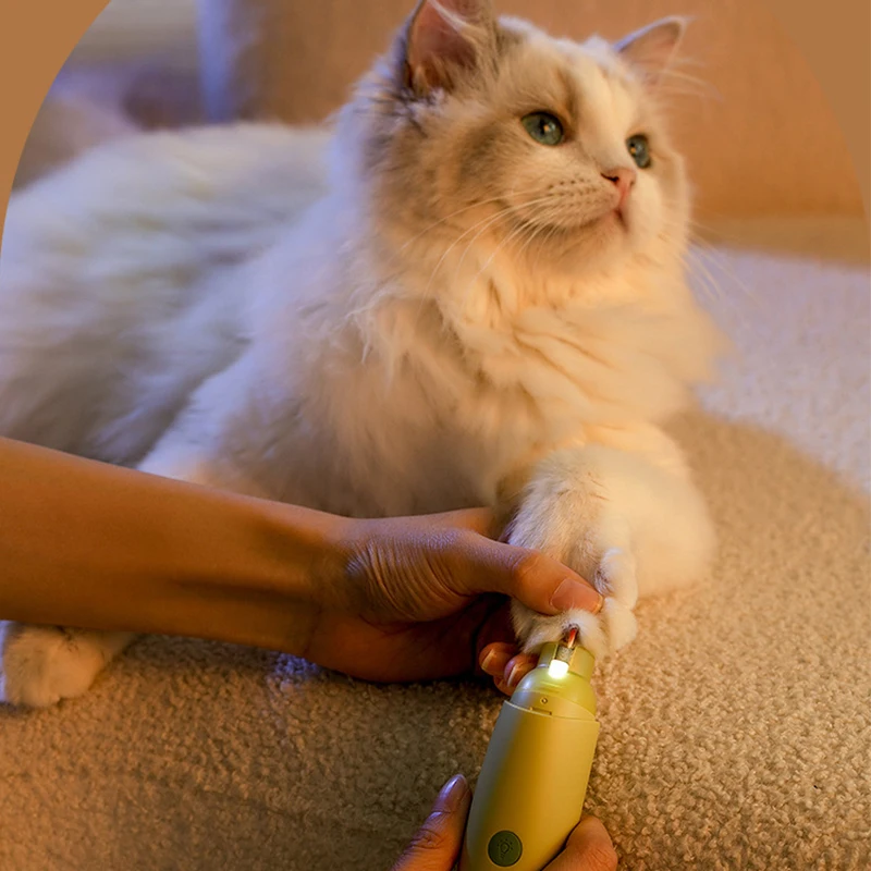 

Pet Nail Sharpener LED Light Dog Claw Grinder Rechargeable Cat Nail Polisher USB Banana Shape Strong Power Pet Nail Clipper