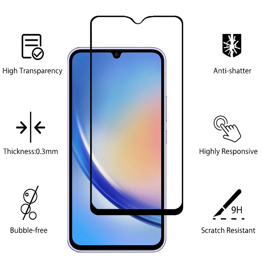 Pelicula,Front Tempered Glass For Samsung Galaxy A14 A34 A54 5G Screen Protector Samsung A53 A73 cristal templado SamsungA34 protector pantalla Samsung A-34 verre trempé Sansung A13 A23 A33 Camera Lens Film A-54 A-53