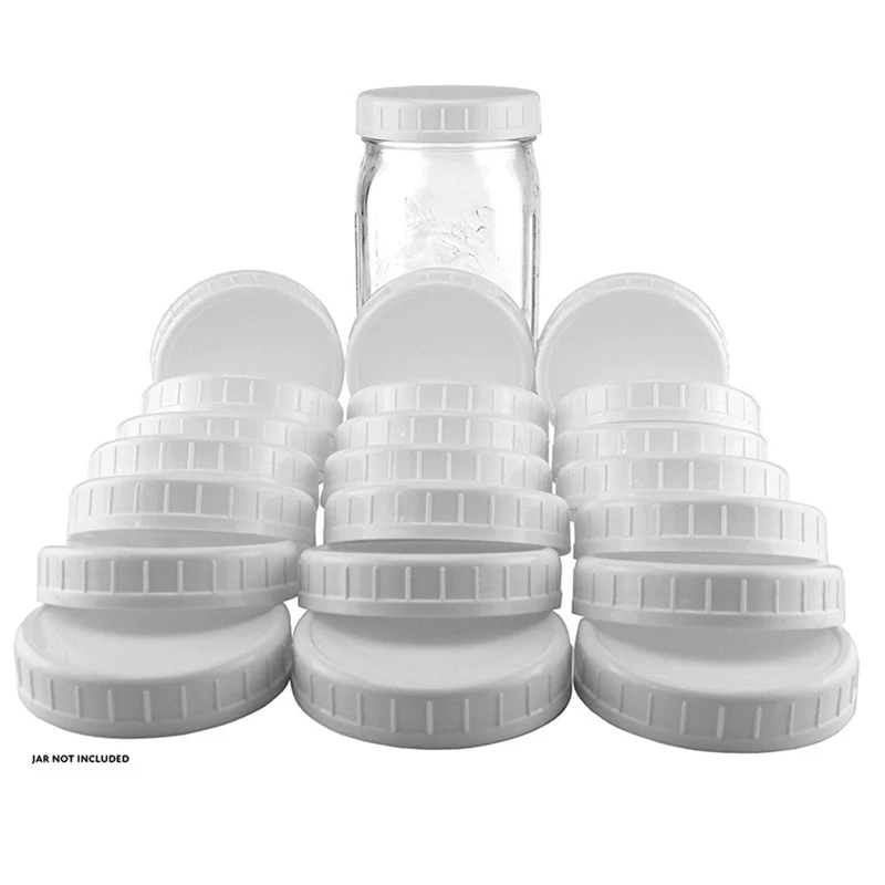 

10pc White Mason Canning Drinking Jars Lid 70mm/86mm Inner Diameter Plastic Covers Unlined Ribbed Lids Storage Caps Replacements