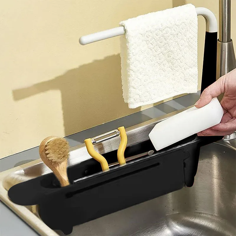 

Convenience Sink Storage Rack Home Kitchen Scalable Sink Organizer Dishcloth Hanger For Kitchen Home