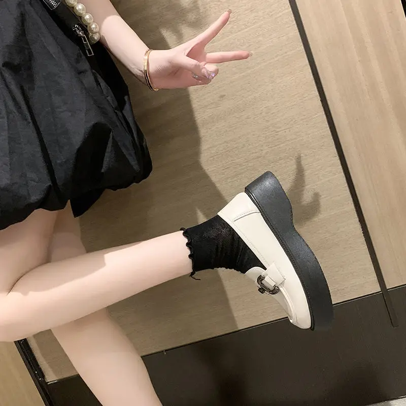 2023 Soft Leather Retro Small Leather Shoes British Style Spring and Autumn New Style Single Shoes Versatile Metal Buckle Shoes