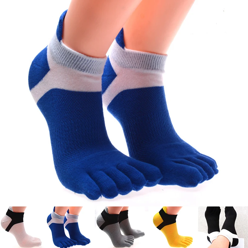 

Men Cotton Five Fingers Socks Breathable Short Ankle Crew Socks Sports Running Solid Color Black White Grey Male Sox
