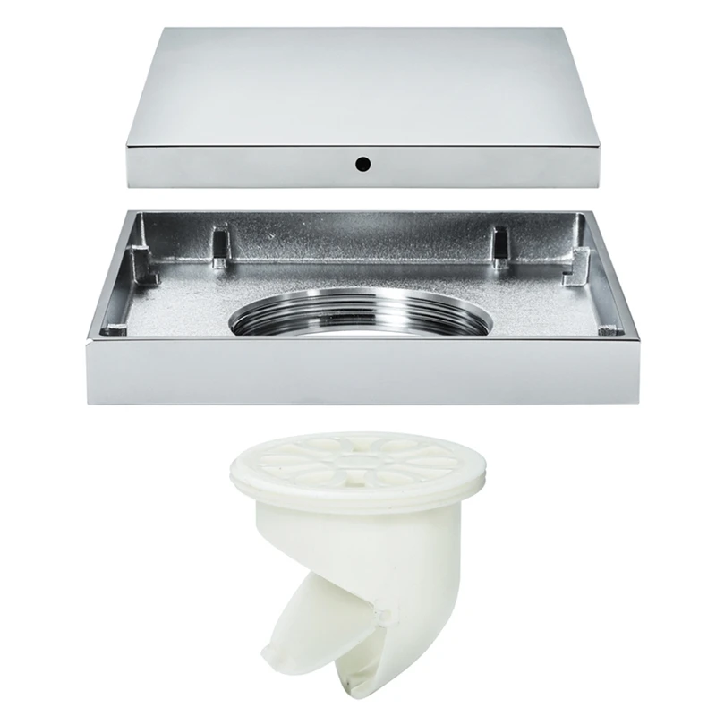 

HIDEEP Chrome-Plated Invisible Square 15X15cm Bathroom Large Displacement Drainage Floor Drain