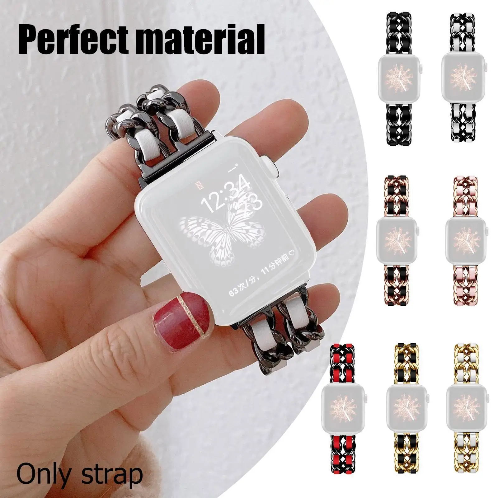 

Steel Strap bands for Apple watch 6 5 4 3 Band luxury 38mm 42mm Bracelet for iWatch series 6 5 se 2 1 40mm 44mm wirst R0V9