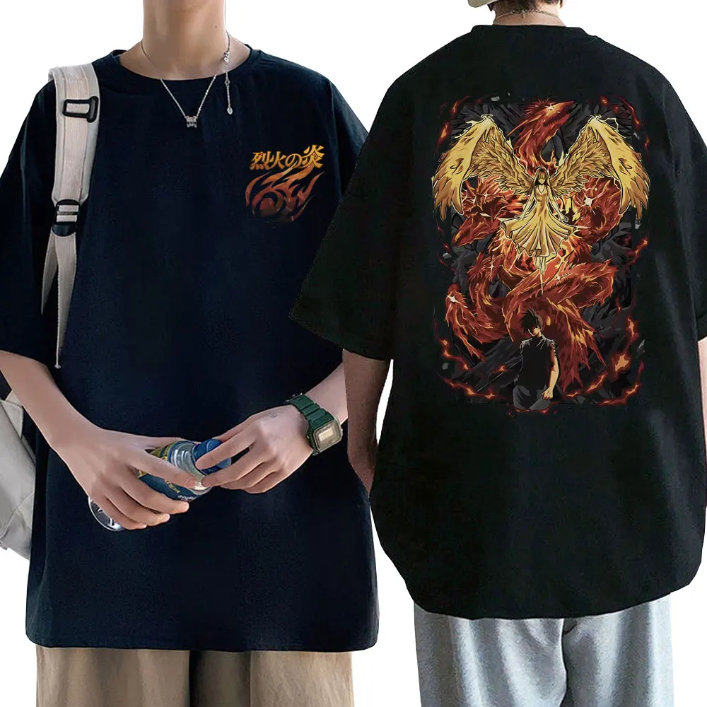 

Japanese Anime Flame of Recca Double Sided Print T-shirt Men Women Manga Vintage Tshirt Male Casual Oversized Short Sleeve Tees