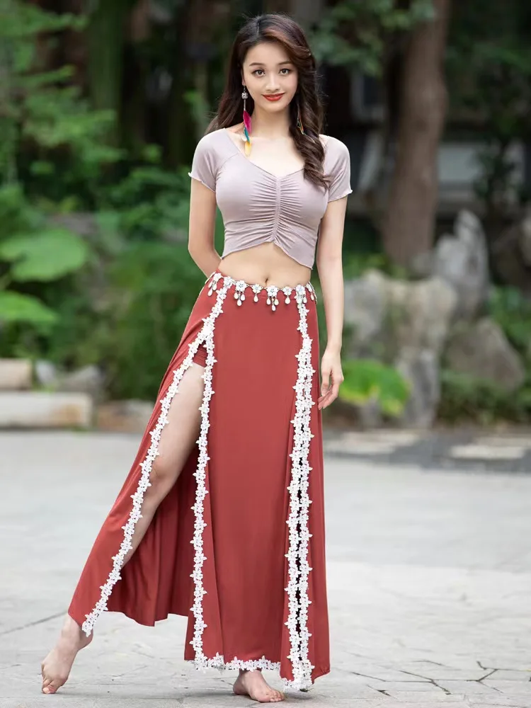 

Belly Dance Sexy Adult Women's Costume Practice Suit 2023 Summer and Autumn New Product Top Long Skirt Set Belly Dance Clothing