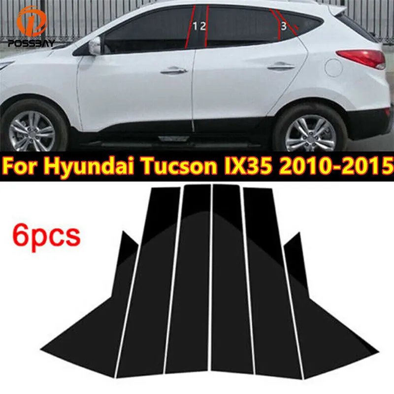 

6 шт. автомобильные двери окна столбы отделка крышки наклейки глянцевые черные внешние части для Hyundai IX35 2010 2011 2012 2013 2014 2015