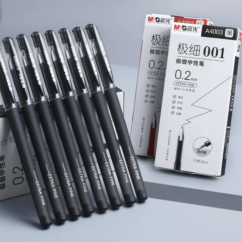 4 Pz/Lotto Penne In Gel Fine Da 0.2Mm Penne Ad Ago Nere Bianche Per La Scrittura Di Materiale Scolastico Per Ufficio 0.2 Linea Sottile Di Cancelleria 