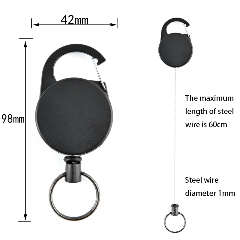

Heavy Duty Retractable Key Chain Anti-theft Keychain with Carabiner Max Extending Length 23'' Retractable Badges Holder