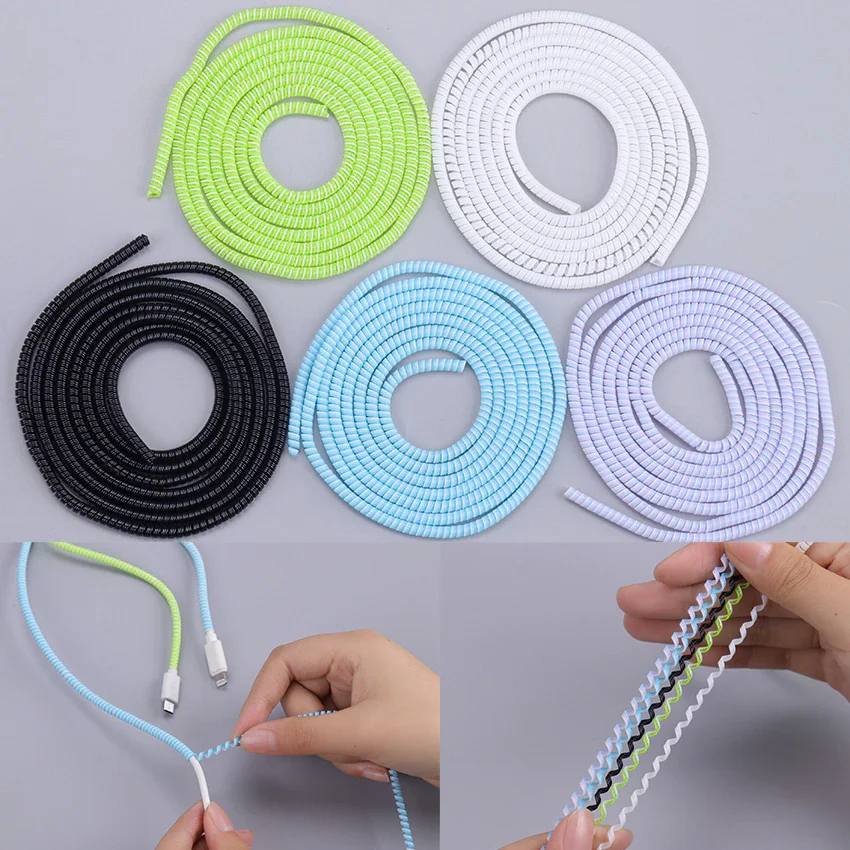 

Protector Spring 1.4m Color Phone Wire Cord Rope Protection Rope For USB Charging Cable Earphone Data Bobbin Winder