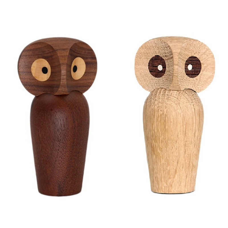 

Nordic Fashion Owl Bird Animal Figurines Natural Wooden Home Decoration Miniature Woodcraft
