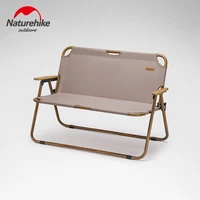 naturehike outdoor home double seat wood grain aluminum alloy folding comfortable field camping chair nh20jj002
