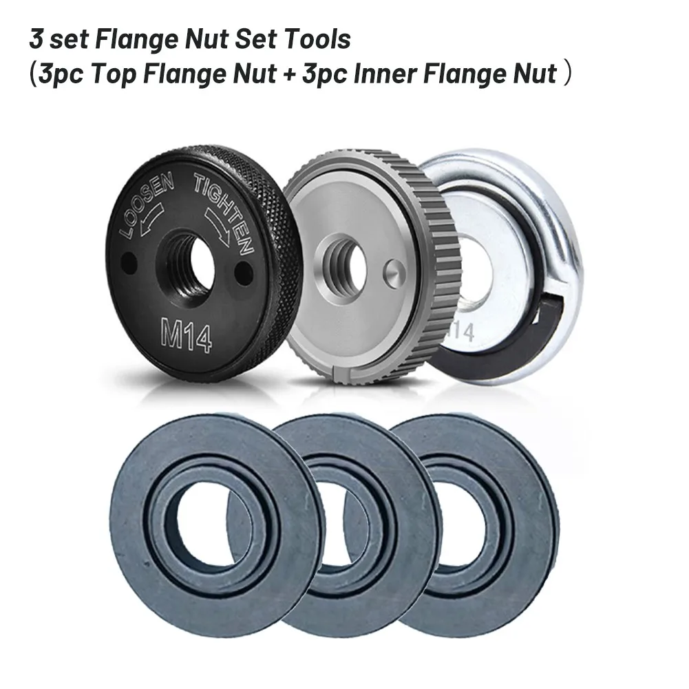 

3 Set Flange Nut Set Tools 45#Steel 46mm Diameter Flange Nut For M14 Angle Grinder Diamond Disc Grinding Disc Grinding Wheel