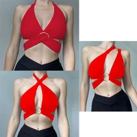 ladies strapless vest metal ring sexy neck strap vest best selling halter tops women more type clothing 2022 factory price
