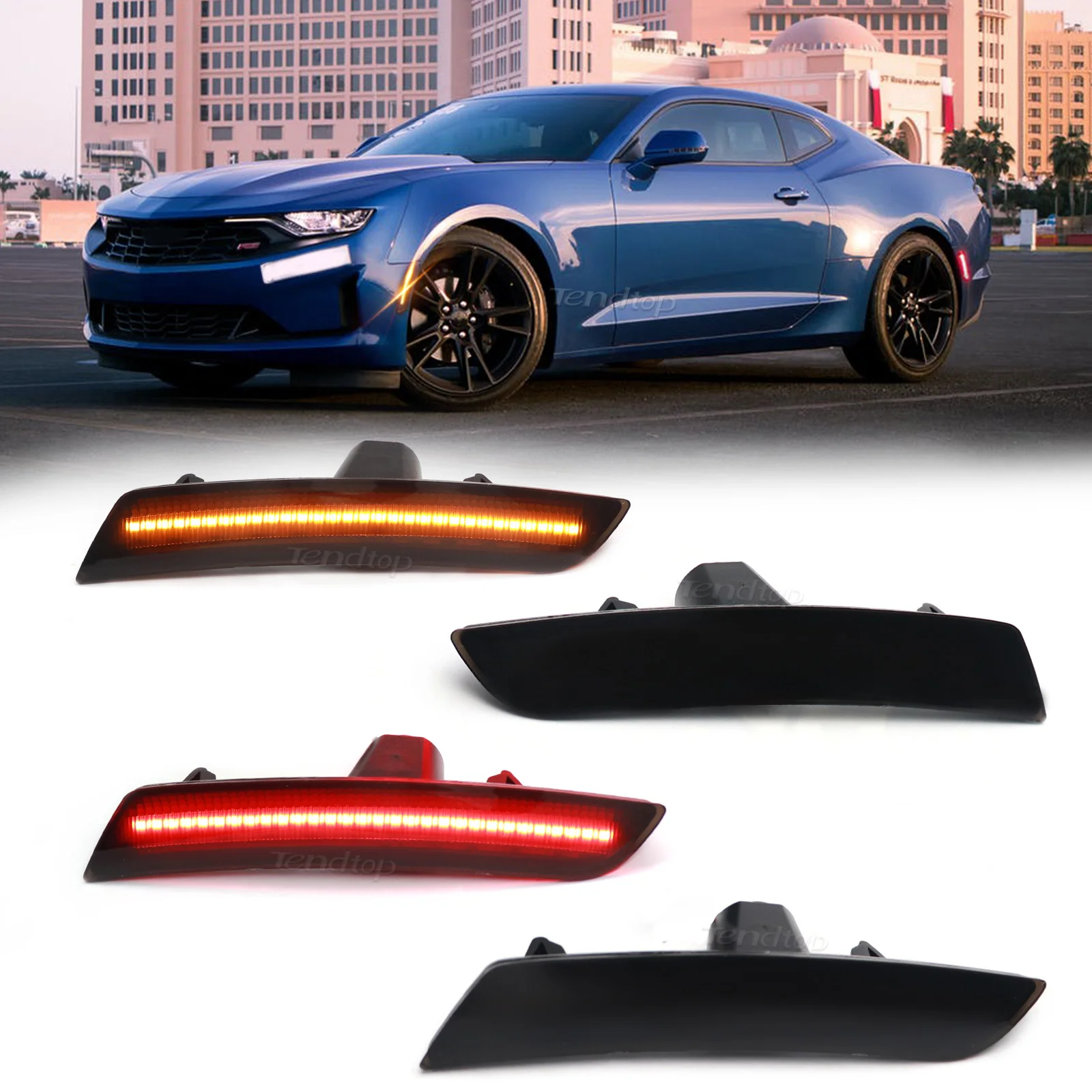 4PCS Front Amber & Rear Red Led Side Marker Lights Turn Signal Indicator Blinker Lamps For Chevrolet Chevy Camaro 2016 2017 2018