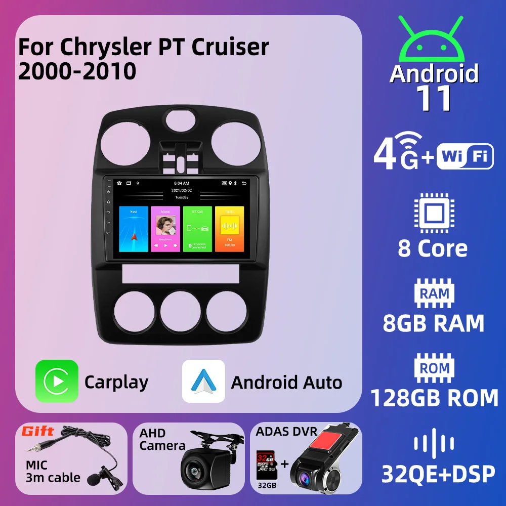 

Car Multimedia Player for Chrysler PT Cruiser 2000-2010 2 Din Android Radio Stereo GPS Navigation Head Unit Autoradio Carplay
