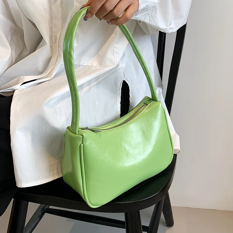 

2023 New Cute Solid Color Small PU Leather Shoulder Bags for Women Summer Hit Simple Handbags and Purses Female Travel Totes