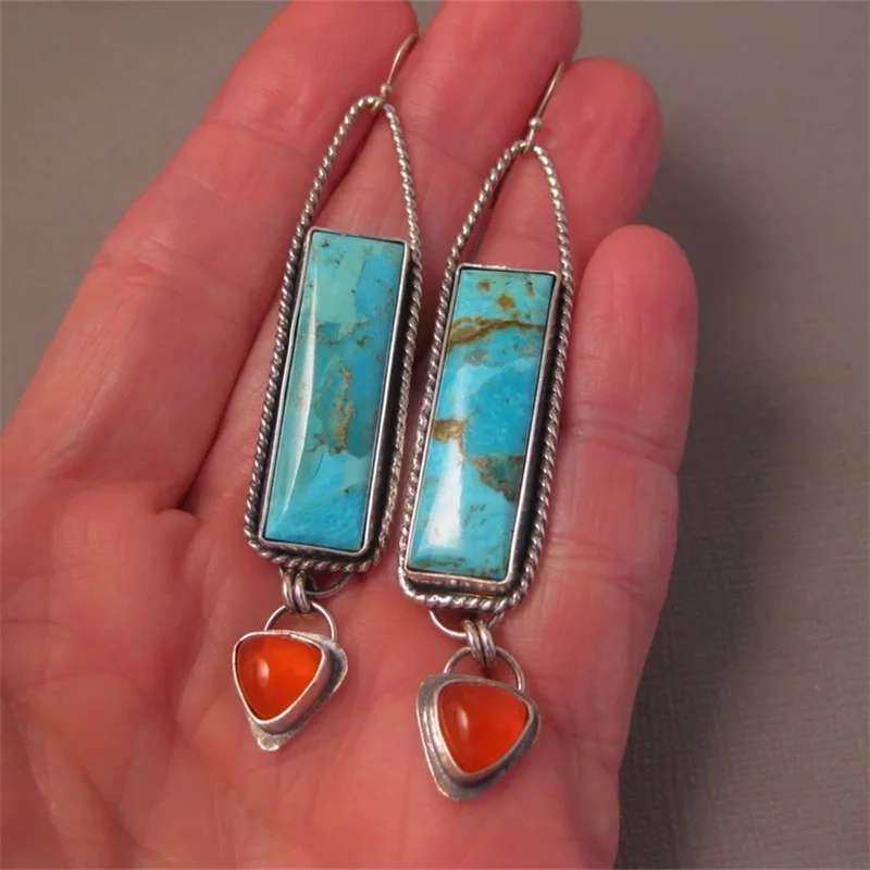 Женские металлические серьги-подвески ручной работы, старинные этнические ретро серебряные серьги, персонализированные украшения для помолвки