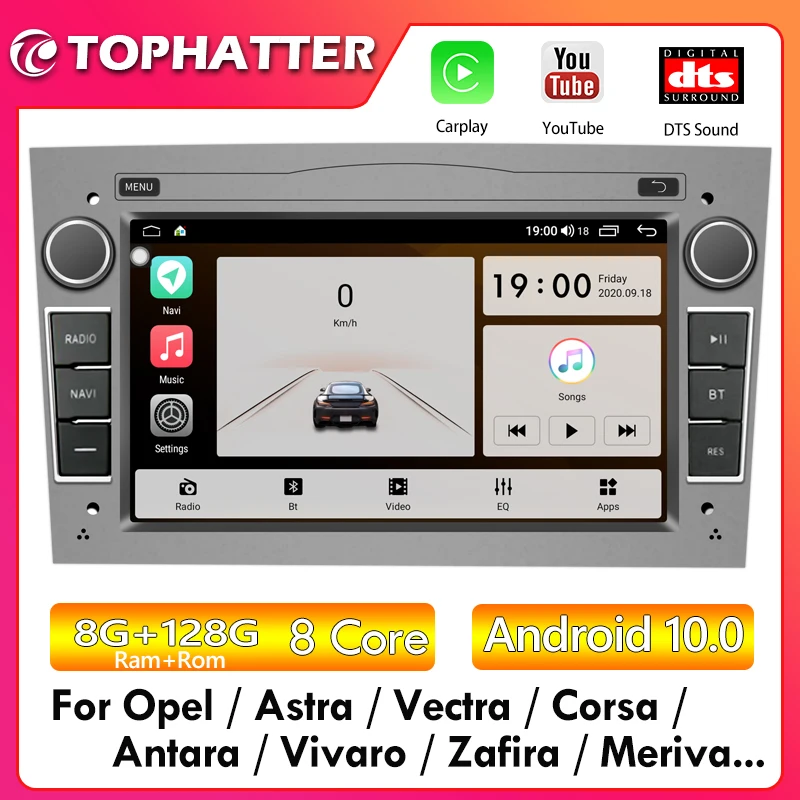 Android 10 2 Din Car Stereo GPS player Carplay for Opel Astra H J Vectra Vauxhall Antara Zafira Corsa C D Vivaro Meriva Veda