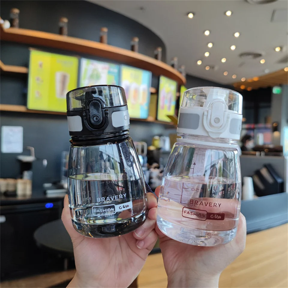 

400ml Plastic Water Bottle Portable Straight Drink Bounce Cover Reusable Sports Water Jug Outdoor Camping Student Space Cup New