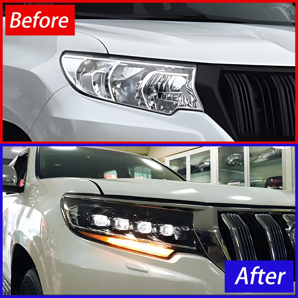 Автомобильная фара для Toyota Prado 2018-2023 светодиодная автоматическая обновленная