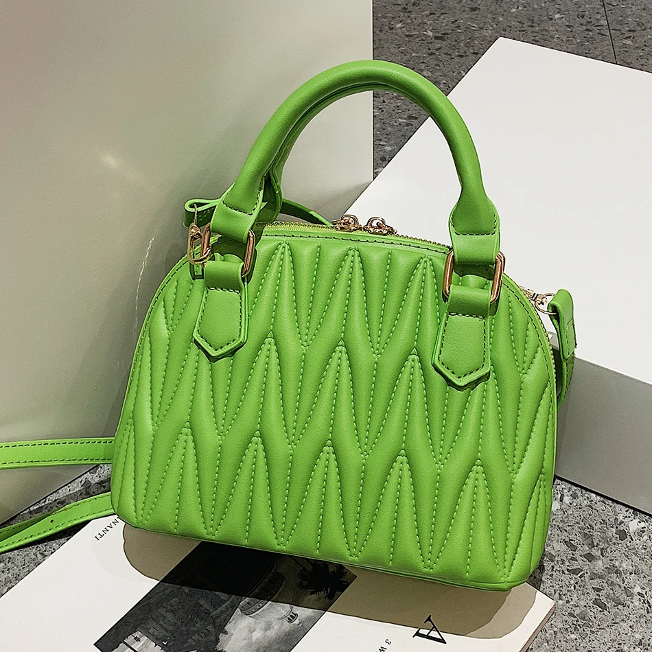 

Luxury Handbags Women Bags Designer Pleated PU Leather Shoulder Crossbody Bags for Women 2022 Fashion Lady Small Shell Bag Totes