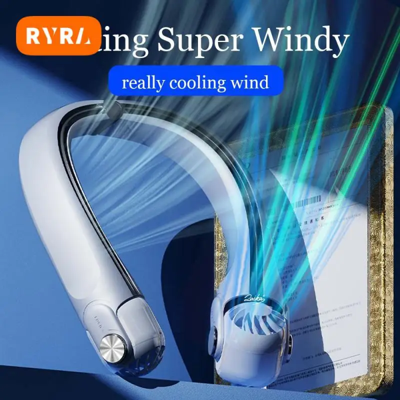 

Hanging Neck Fan Coolness Safe And Non Blocking Hair Five Times The Power Of A Turbine Fan Blade 360 ° Global Cold Air Portable