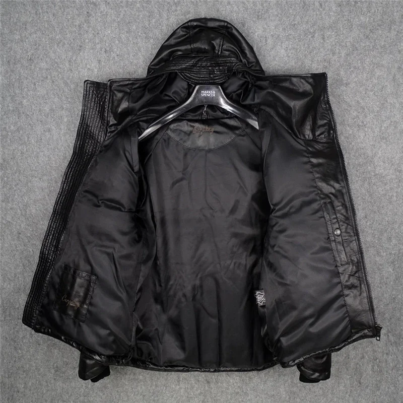 Магазин.модные зимние теплые куртки из воловьей кожи мужское пальто натуральной