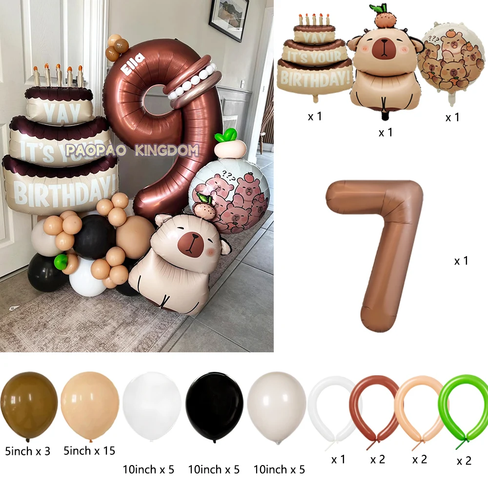 

1 комплект, набор воздушных шаров с изображением капибары, детский декор для дня рождения, карамельная фольга, номер, детский душ, глобус, подарочная игрушка