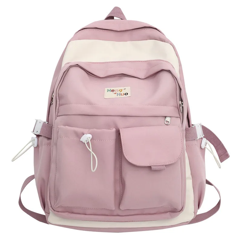 

Middle School Backpack for Teen Girls Student Pink Cute Sweet High School Bags Multiple Pockets Nylon Casual Bookbag Women