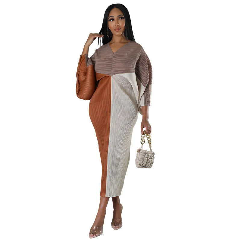 

2022 Women's long sleeve dress Autumn dress Autumn dress New comfortable casual V-neck loose knit party style dress