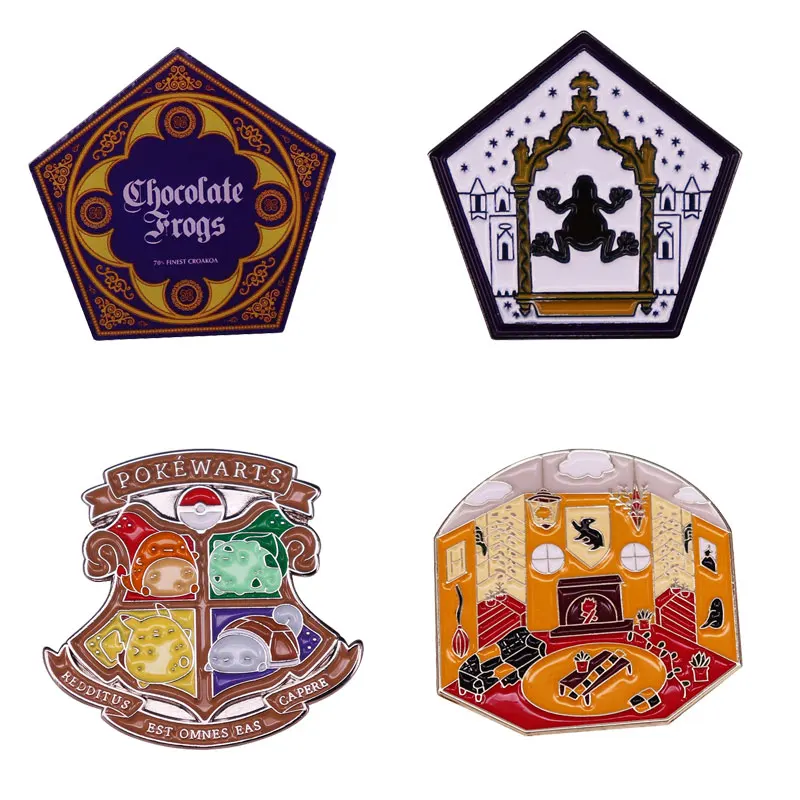 

H0neyduke Chocolate Frog Badge Magic World Food Sweet Medal Pin Accessories Originality Lapel Metal Enamel Badge Collection