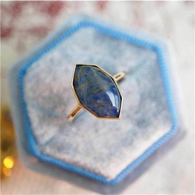 Женское кольцо из нержавеющей стали с натуральным камнем конский глаз