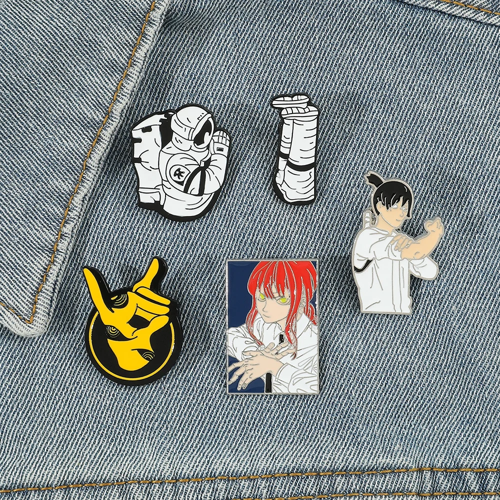 

Japan And Chainsaw Doll Enamel Pins Chainsaw Man Makima Pochita Brooches Lapel Badges Icons Anime Jewelry Gifts For Kids Woman