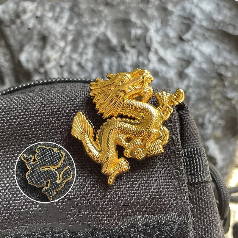 

Dragon Metal Patch Chinese Zodiac Outdoor Tactical Badge For Clothing Backpack DIY Decals With Hook