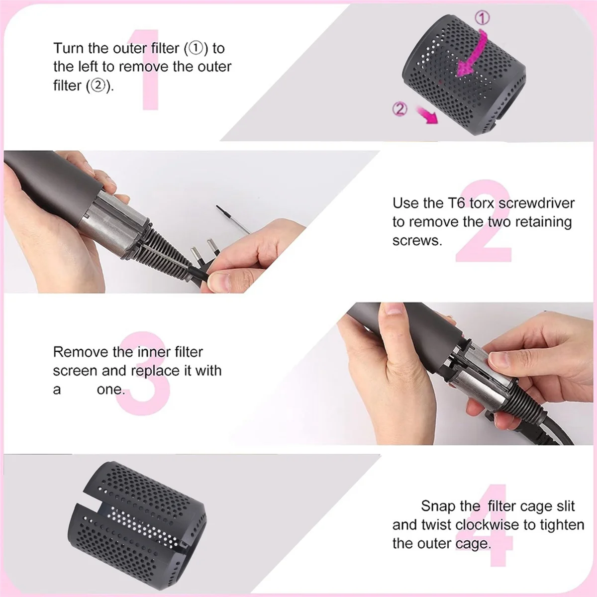 Сетчатый фильтр для фен Сменная сетка моделей Dyson Supersonic HD01 HD03 HD08 внешний фена