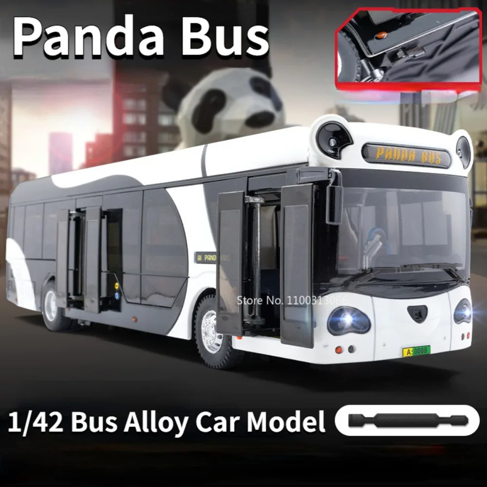 

Модель автомобиля из сплава в масштабе 1/42, игрушка, новый электроавтобус, металлический литый под давлением, имитация автомобиля со зрителем и звуком, игрушки, подарки на день рождения для мальчиков